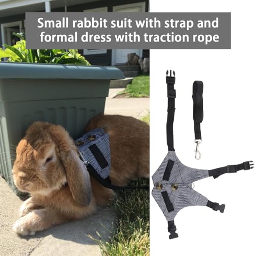 Image of 1 Set Rabbit Vest Harness Set Adjustable Harness Formal Wear Style for Bunny Rabbit Kitten Small Animal with Neck Circumference 18-23cm Chest Circumference 25-28cm (S)