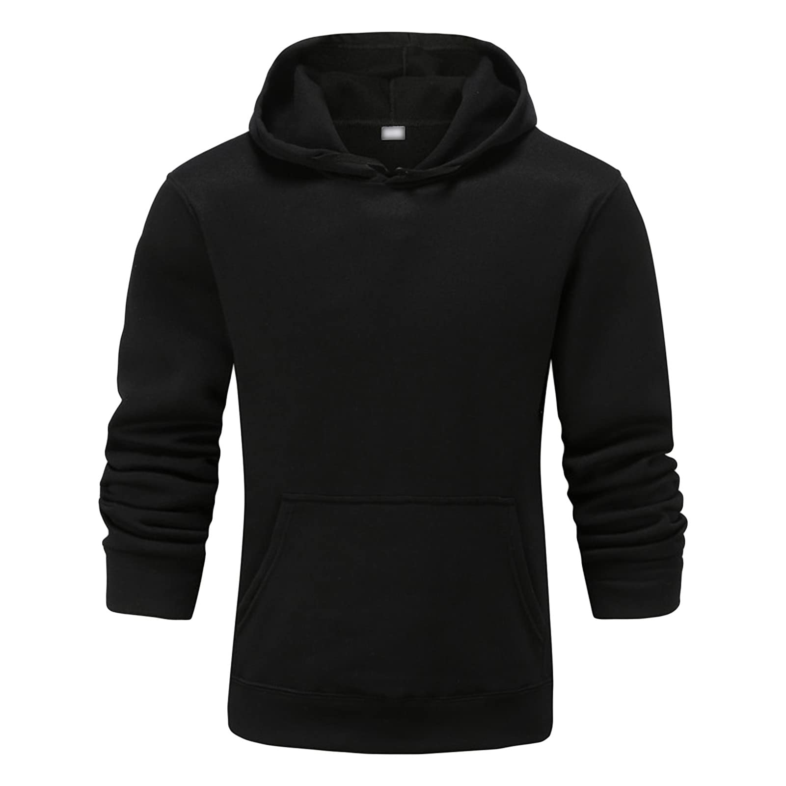 Maiyifu-GJ Pullover Hoodies for Men Classic Casual Solid Loose Fit Long Sleeve Hoodie Basic Lightweight Hooded Sweatshirt (Black,Medium)