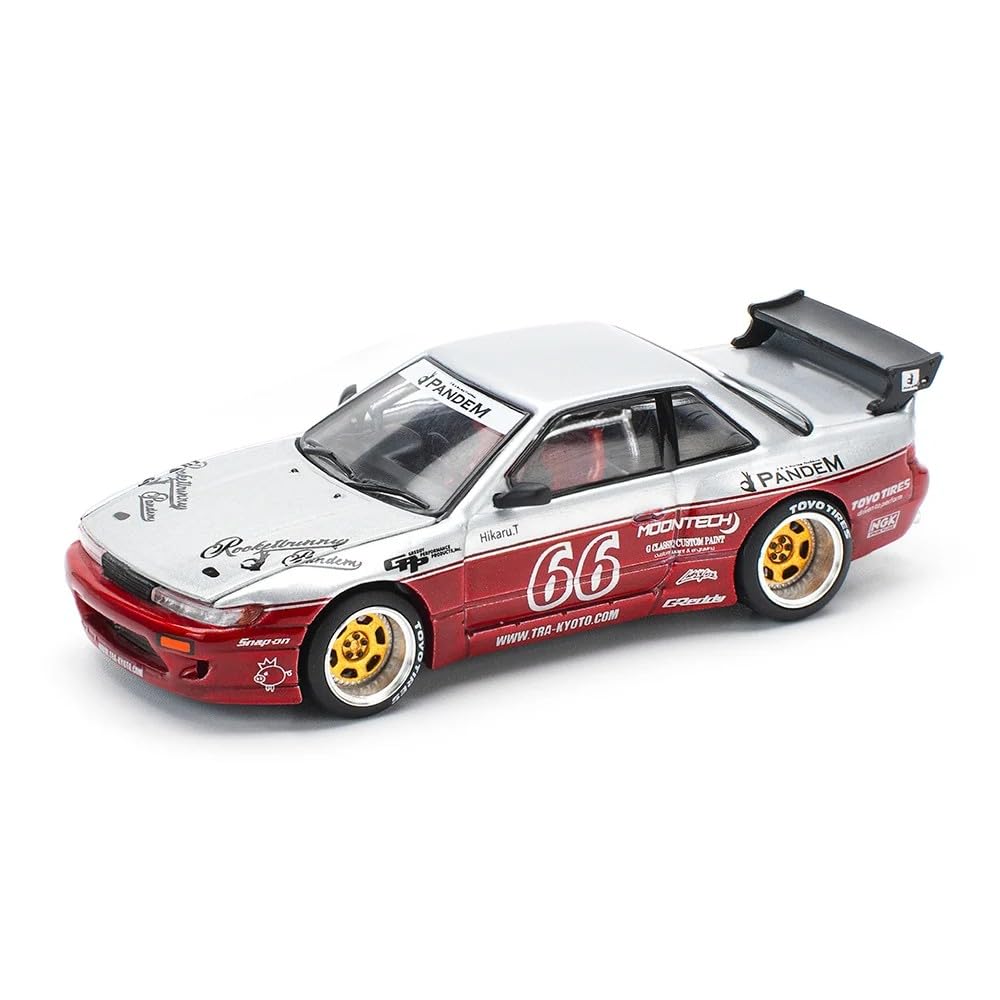Diecast Model Car Compatible with Pop Race 1:64 Nissan Silvia S13 Pandem Moontech Red Limited Edition PR640258-image-42