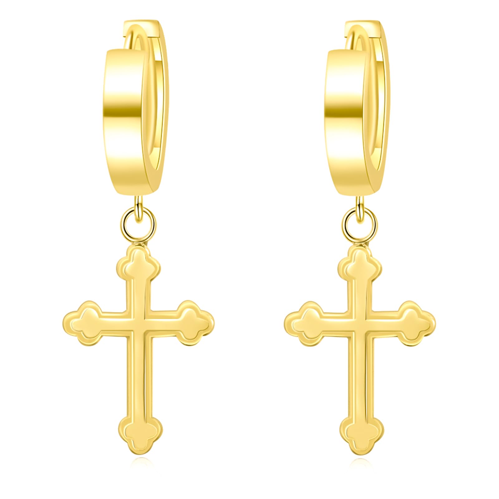 ToHeart Gold Cross Hoop Earrings for Womens Minimalist Gold Earrings Dangle Elegant Hypoallergenic Gifts