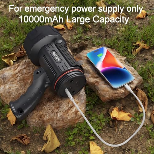 BUYSIGHT Rechargeable Spotlight Flashlight,1000000 LMS Hand held Spotlight Waterproof Flashlight Hunting Lamp with red Filter (Graphite Black) - Image 5