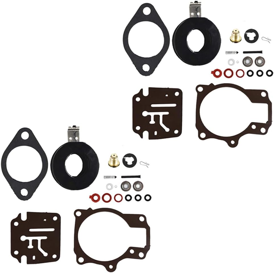 Set of 2 Carburetor Carb Rebuild Kit w Float For Johnson Evinrude 50 55 60 HP