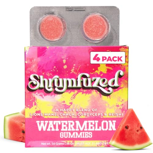 Shrumfuzed Mushroom Gummies | Nootropic Mushroom Supplement with Lions Mane Reishi Cordyceps & Chaga | 4 Count Watermelon