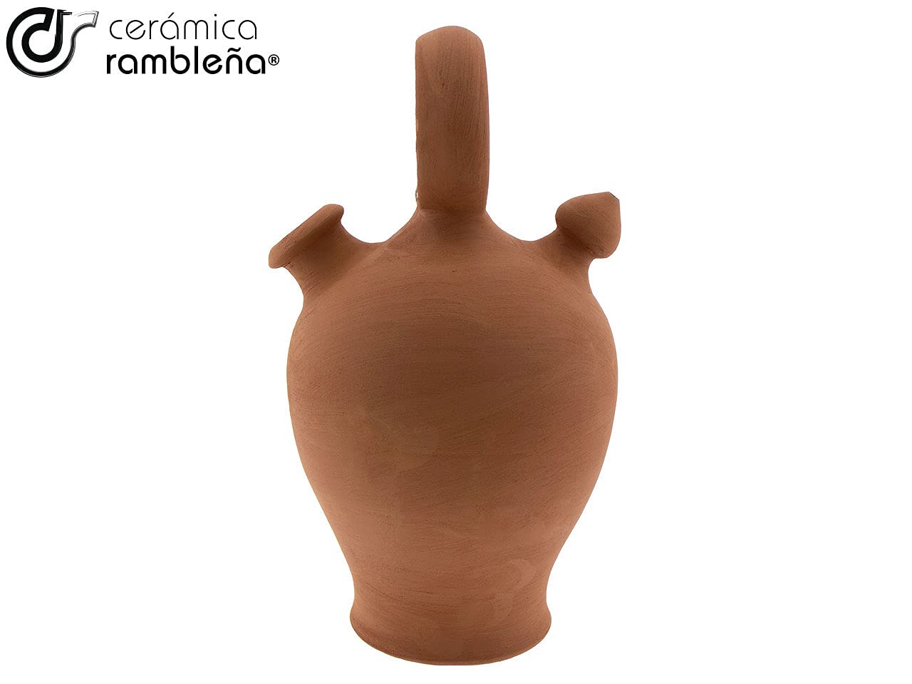 Cr Ceramica Rambleña Botijo De Barro Rojo Tradicional Asa Redonda