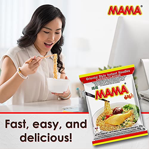 MAMA Noodles CHICKEN Instant Spicy Noodles with Delicious Thai Flavors, Hot And Spicy Noodles with Chicken Soup Base, No Trans Fat with Fewer Calories Than Deep Fried Noodles (Chicken Flavor, 30 Pack)