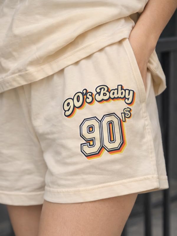 Image of CHKOKKO Cord Set for Women Cotton Blend Co-ord Set Stylish Graphic Printed Oversized T-Shirt Top Half Sleeves and Shorts Set Summer Coord Sets Casual Lounge Wear