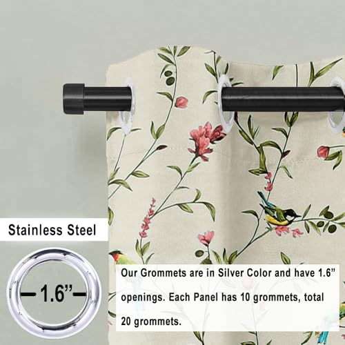 Image of Cloth Fusion Printed 100% Blackout Window Curtains 5 Feet Long Set of 2, Room Darkening Parda with Stainless Steel Grommets for Home Decor (5x4.5 Feet, White Forest)