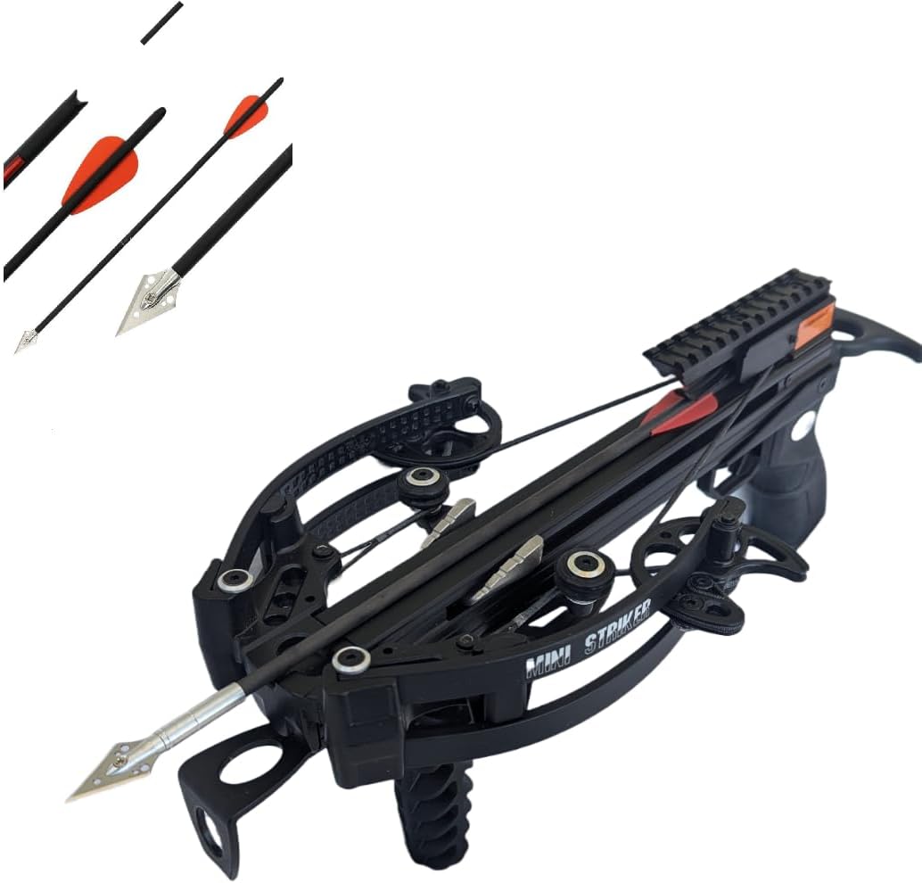 125lbs Draw WT-Mini Striker Pistol Crossbow with 5 Hunting Bolt Pack - Mini Crossbow for Fishing