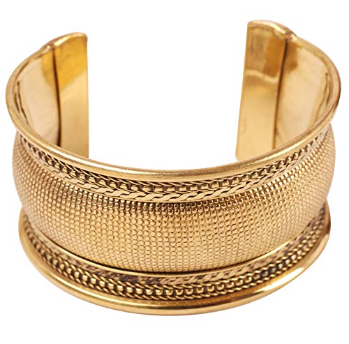 Touchstone Indian Bollywood Desire Brass Base Exotic Workmanship Free Size Cuff Bracelet in Antique Gold Or White Or Copper Tone for Women.