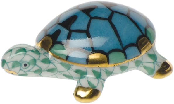 Herend Turtle Tiny Green Fishnet