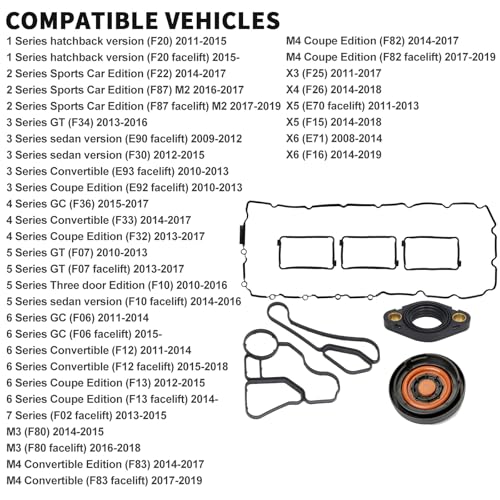 Image of 11127587804 Engine Valve Cover Gasket & Oil Filter Housing Gasket & Engine Valve Cover & Eccentric Shaft Actuator to Valve Cover Flange for BMW Replace# 11428637820 11428637821 11127570292 11377502022