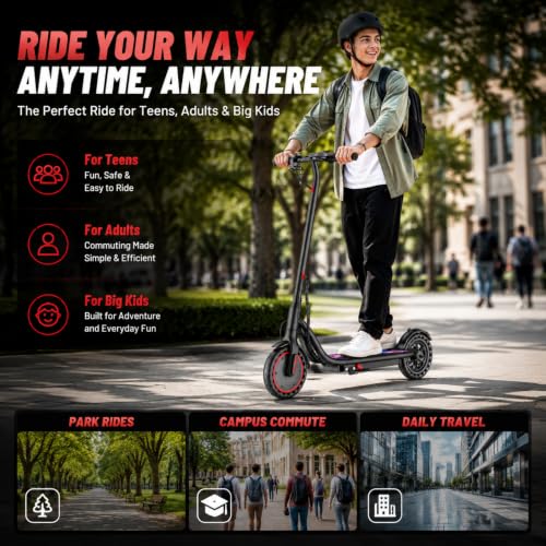 Image of Electric Scooter for Adults and Teens, 19 MPH, 15 to 21 Miles Long Range, 350W Motor, Lightweight E Scooter with App, 8.5-inch Tires and Dual Braking