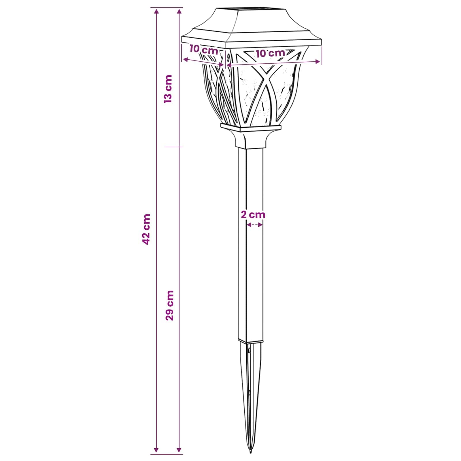 vidaXL Zewnętrzne lampy solarne ze szpikulcem podłogowym 12 szt. 42 cm PP, ogród, dziedziniec - nowoczesne solarne lampy LED, odporne na warunki atmosferyczne, oświetlenie zewnętrzne, opcje