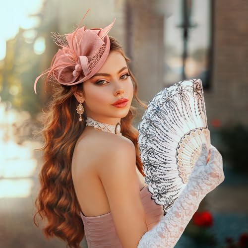 image for Zinniday Tea Party Derby Hat for Women - Fascinator with Detachable He