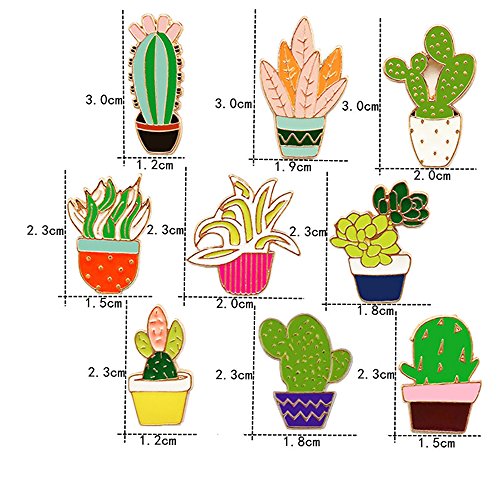 Cute Enamel Lapel Pins Set Cartoon Animal Plant Floral Fruits Foods Brooches Pin Badges for Clothing Bags Backpacks Jackets Hat DIY (Flower plants set of 9)