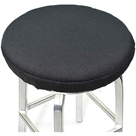 ALoveTree Round Stool Covers Breathable Linen Padding Cushion Round Stool Seat Cover with Elastic Protectors Diam 14"(Thk 2") Black Cover