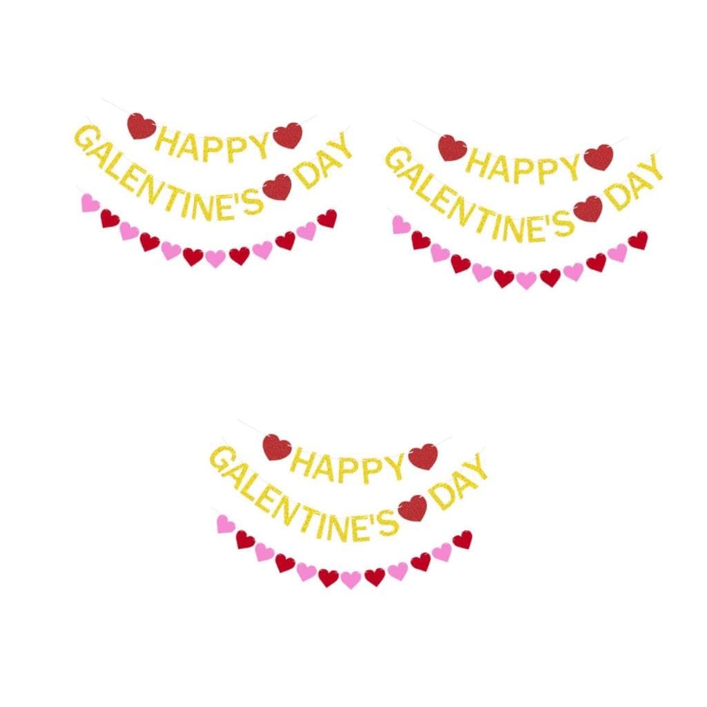 Gadpiparty 3juegos Guirnalda De Banderines De De Fieltro y Papel Para Decoración De De San Valentín y Celebraciones De Banderines Brillantes Para Romántico