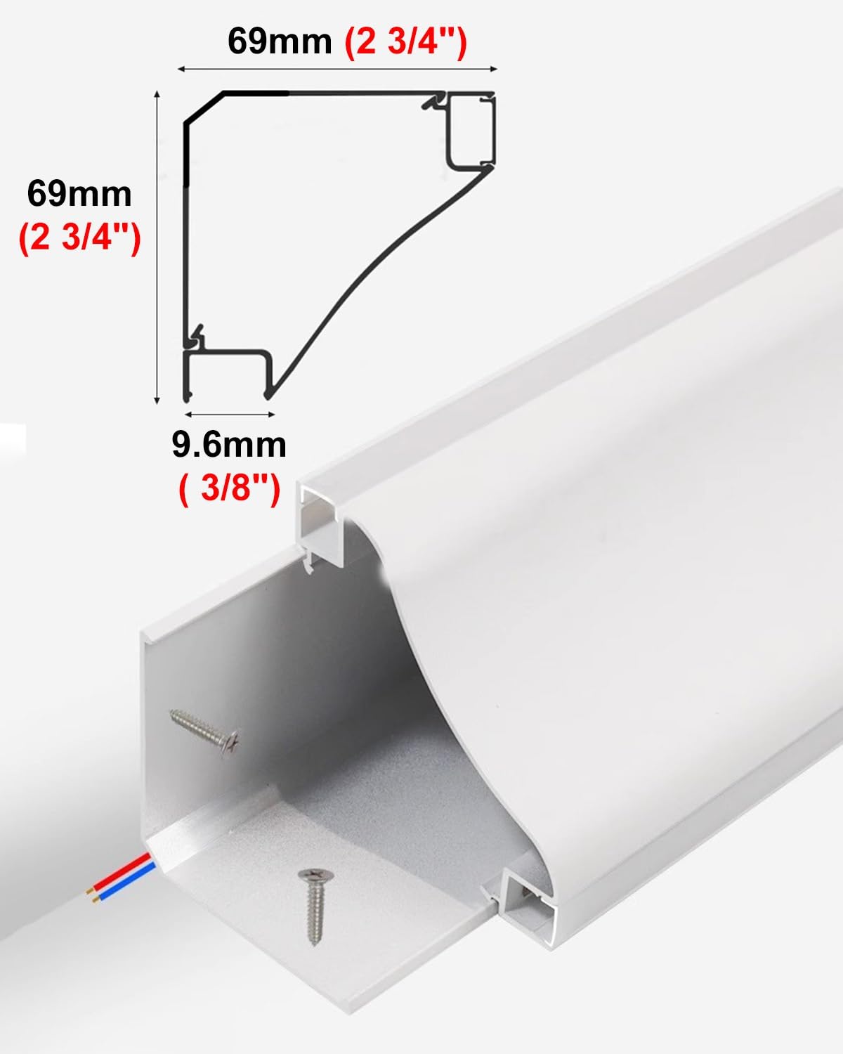 Listwa wykończeniowa LED z kanałem dyfuzora, aluminiowa listwa sufitowa do oświetlenia pośredniego, listwa sufitowa LED, 4,3 m, do dekoracji sypialni