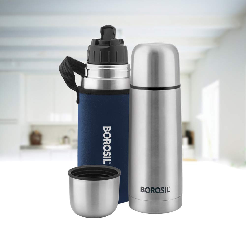Stainless Steel Hydra Thermo Double Wall Copper Coated Inner Vacuum Insulated Flask with Blue Jacket |Water Bottle|Thermos|Sports Bottle|Yoga Bottle|Outdoor|Reusable Leak Proof 750 ml