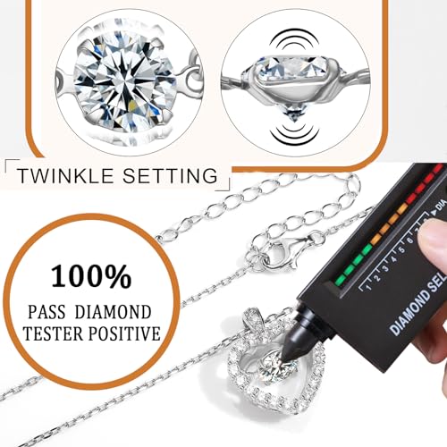 Diamond Floating Necklace for Women,1Carat Moissanite Dancing Heart Pendant,Lab Diamond Heart Jewelry Love You Necklace Gift for Mother's Day Wife Mom4