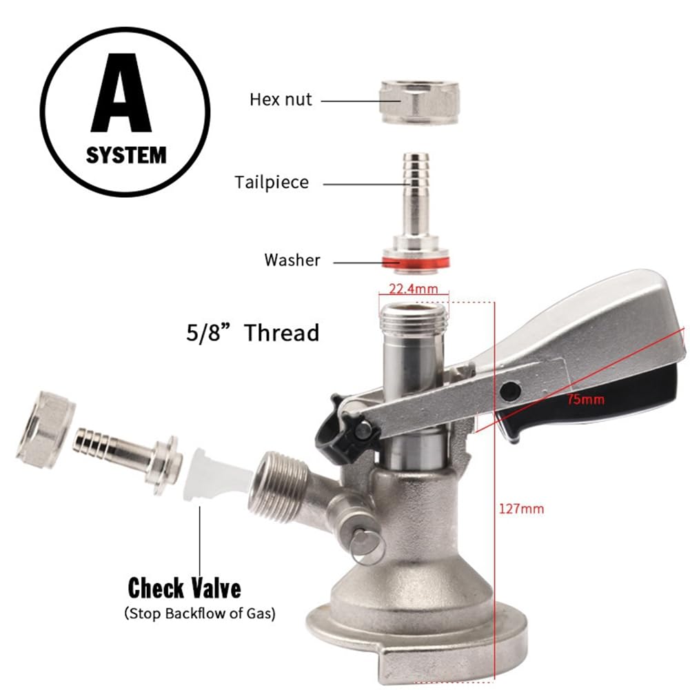 All-SS A/D/S Typ Keg-Koppler mit 8mm Duotight Push-Fit Design für Heimbrauanwendungen D