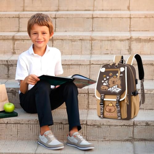 YEIUZPT Capybara Kids Backpack, Capybara Schoolbag Rucksack Cartoon Toddler Daypack School Backpack Adjustable Rucksack Large Capacity Nursery Daypack Waterproof Lightweight Casual Book Bag for Kids - Image 6