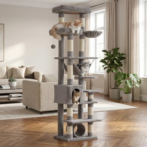 Torre para gatos grandes con estructura resistente y postes de sisal miniatura 1