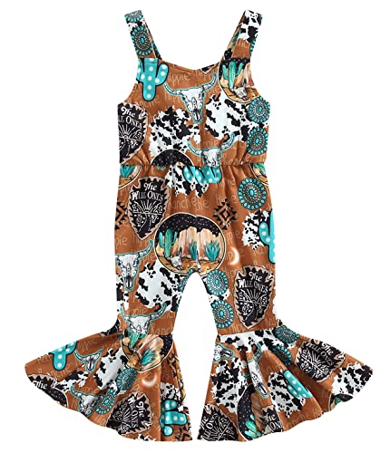 Image of Toddler Baby Girl Jumpsuit Romper Boho Overalls Bell-Bottom Pants Baby Girl Clothes