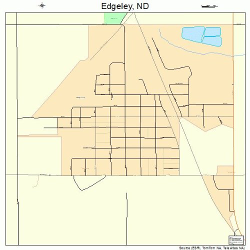 Large Street & Road Map of Edgeley, North Dakota ND Printed poster