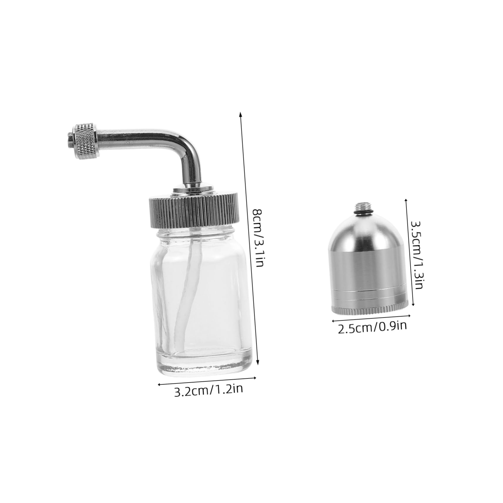 Ipetboom 2pcs Airbrush Glass Bottles With Lid Assembly Refillable Paint Cups Replacement For Painting Dispensing Airbrush Accessories