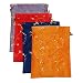 DODOGA 4pcs Embroidered Silk Flower Design Jacquard Travel Bag, Lingerie Bags Underwear Bags Laundry Bags Shoe Bags for Travel Storage for Men Women Washable Cloth Shoe Bags