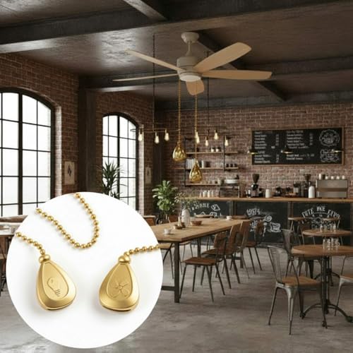 Image of Patelai 4 Pieces Ceiling Fan Pull Chain Extender Ornament 12 Inch Ceiling Pull Chain Extension Classic Drop Shaped Pendant Beaded Ball Cord for Fan Light lamp Decorative with Connector (Gold)