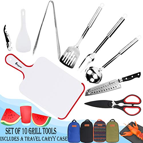 Bisgear-Backpacking-Camping-Cookware-Camp-Kitchen-Utensil-BBQ-Organizer-Travel-Mess-Kit-with-Water-Resistant-Case-Cutting-Board-Rice-Paddle-Tongs-Scissors-Knife-Spork