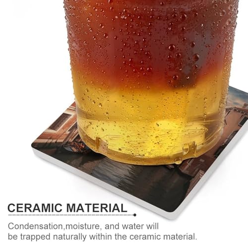 Sous-verre céramique carré avec liège isolant boisson bar salon - 5