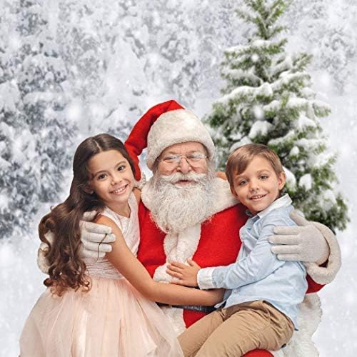 Allenjoy Christmas Backdrop 7x5ft Natural Winter Forest Snowflake Snowfall Background for Photography White Snow Tree Home Party Decoration Photo Booth Props