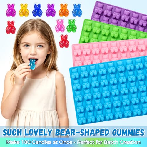 Image of 4 Pack Large Gummy Bear Molds Candy Molds - 3 Inch Gummy Silicone Molds