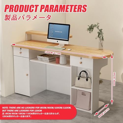 Weißer 80 cm Kassentheke, kompakter Empfangs-Schreibtisch für Büros, Schönheitssalons, Einzelhandelsgeschäfte und Lobbys, stilvolles Willkommensempfangseinheit, platzsparendes Design