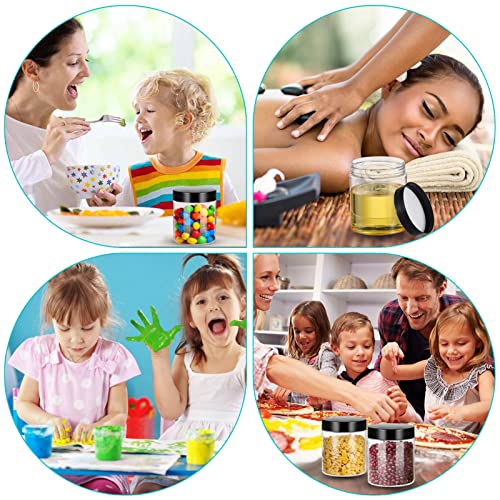 8Oz 32Pcs Plastic Jars With Lids Empty Slime Cosmetics Containers Clear Gift Food Jars Round Pet Cream Jars With Black Lids Pen Labels For Kitchen Storage Spices Dry Food Body Butter Slime Making #TOP6