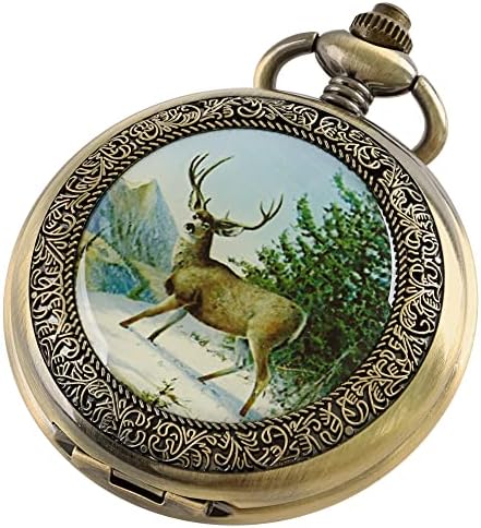 Tiong Antique Mechanical Pocket Watch with Chain Steampunk Skeleton Roman Numeral Men Pocket Watches Pendant Best Gifts & Gift Box