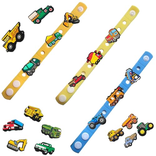 GWAWG 20 Excavator Cartoon Shoe Charms Truck Car Shoe Decoration PVC Shoe Charms Decoration Accessory Pins Versatile Shoe Badges in Excavator Shape for Children and Adults