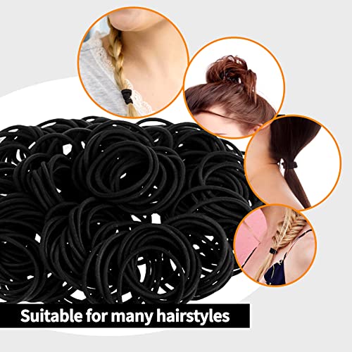 HXC 100pcs Black Elastic Hair Bands, Small Elastic Hair Bobbles For Women, 2mm Thin Hair Tie for Kids, Soft Hair Bands withou Metal, Elastic Ponytail Holder - Image 6