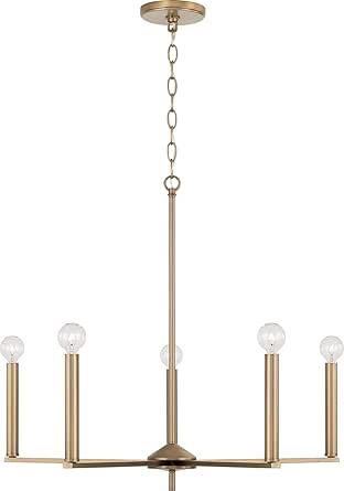 HomePlace by Capital Lighting 448651AD Portman Modern Minimalistic Chandelier, 5-Light 300 Total Watts, 24" H x 28" W, Brass