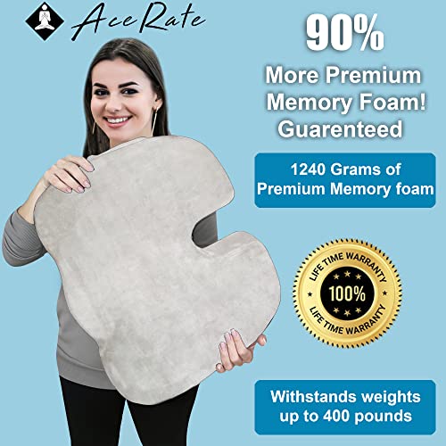 Orthopedic Gel Seat Cushion-Office Chair Cushion W/90% More Memory Foam For Sitting Comfort-Ergonomic For Coccyx, Tailbone, Sciatica & Back Pain Relief Perfect For Car, Truck, Wheelchair, Desk (Gray) #TOP2