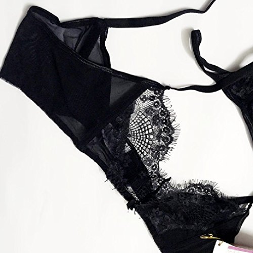 Sexy women black/red or black sexy transparent lace garter and g …