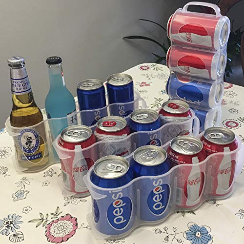 ChasBete-Portable-Soda-Can-Organizer-for-Refrigerator-Shelf-Beer-Can-Holder-Fridge-Storage-Sliding-Rack-Clear-Plastic-2-Pack