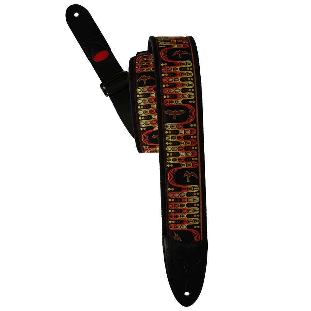 PRS 2.4" Padded Guitar Strap w/FLASH, Custom Jacquard Birds Wavelength, Orange