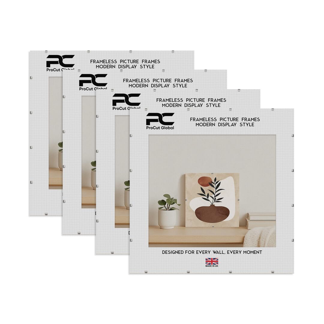 Procut Global 80x80cm Frameless Clip Picture Frames For Photos - Pack of 4