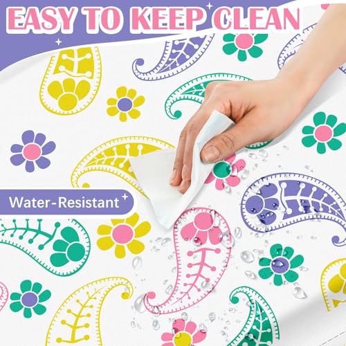 Image of Shellwei Vinyl Nap Mat Kid Preschool Daycare Sleep Mat,Paisley Design | 1 inch Thickness, 45 inch x 19 inch x 1 inch, 4-section Softness Rest Mat, Suitable for Daycare Travel, and Home, Easy to Clean