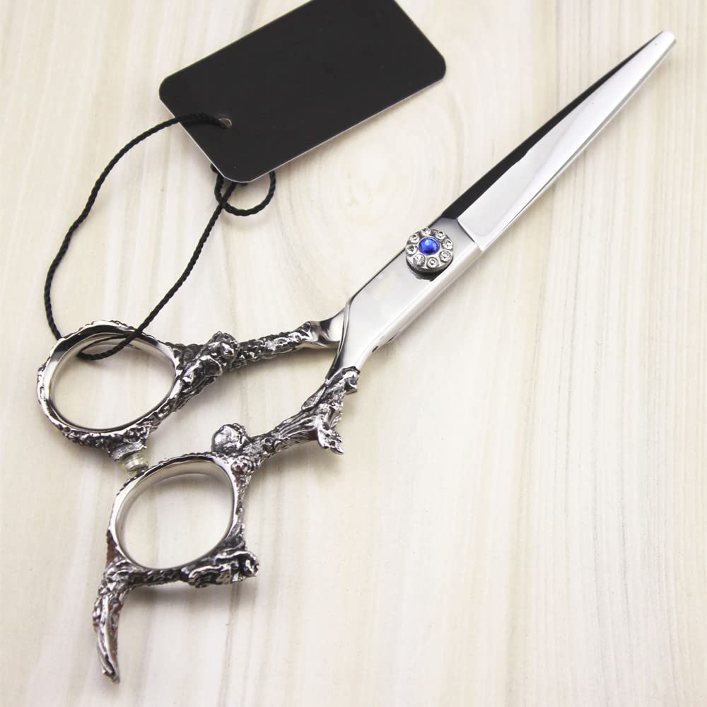 Haarschneideschere, 6 Zoll, Professionelle Haarschere Aus Japanischem 440C-Stahl Mit Edelstein-Drachengriff, Zum Schneiden Von Haaren, Zum Effilierscheren Für Friseure,Schneideschere-Q