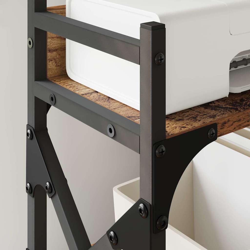 Supporto per stampante in legno anticato, 40 x 20 x 40 cm, stile industriale rustico per ufficio e casa, organizer stabile con spazio per stampanti, carta, documenti, scanner e accessori